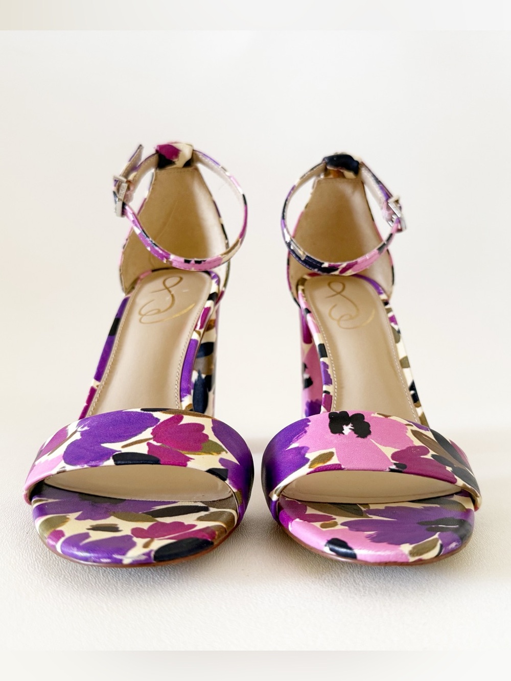 Sam Edelman Shoes Yaro Violet Floral Ankle-Strap Block Heel Sandals 7.5 - Picture 7 of 12